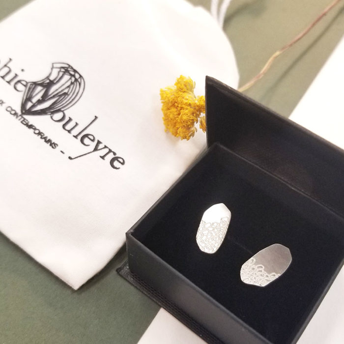 Boucles d'oreilles argent poinçonnées Lyon artisanat création fabrication bijou contemporain